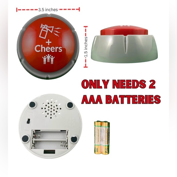 Red Cheers / Blow Horn Button - Picture 2 of 4